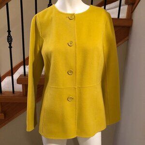 Talbots Double-Face Wool Jacket w Collarless 4 Button Closure Yellow Size 6